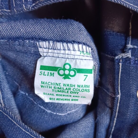 Vintage 1980's Girls JEANS 21x19 7 EMBROIDED Disco POCKET DENIM STRAIGHT SEARS - Picture 4 of 6